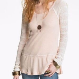 We The Free Blush and Cream Long Sleeve Top